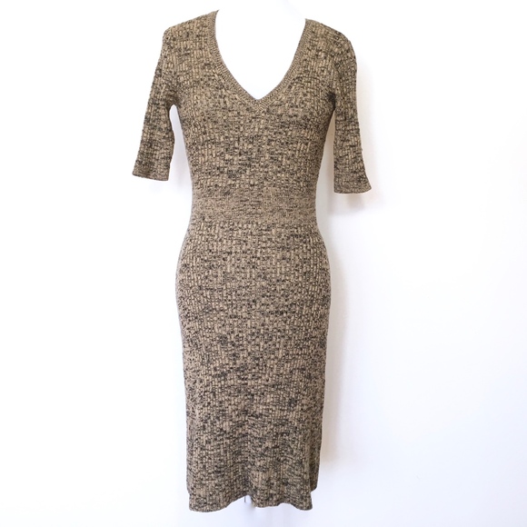BCBG Dresses & Skirts - BCBG MaxAzria Tan & Black Tweed Knit Sweater Dress